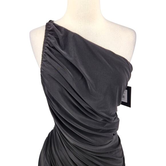 Norma Kamali One-Shoulder Ruched Diana Evening Gown – Size Large - Picture 3 of 8